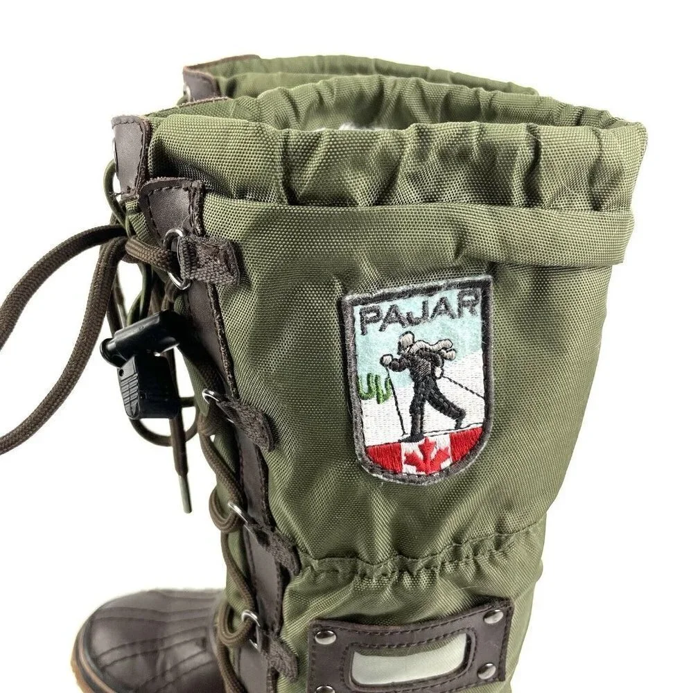 Pajar Grip Boot 36 Military Green Brown Lace Up Tall Winter Boot Lined‎ Womens